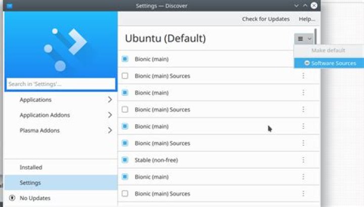 Software Sources GUI in Kubuntu 18.04