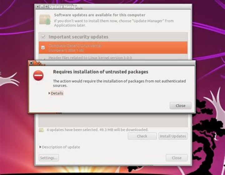 Software updater warning: requires installation of untrusted packages [duplicate]