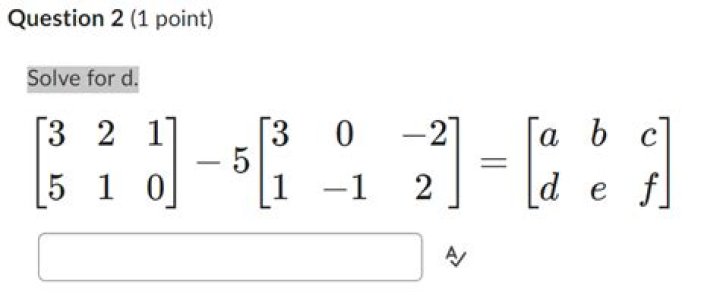 Solve for D.
