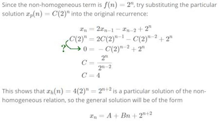 Solving a non-homogeneous linear recurrence relation