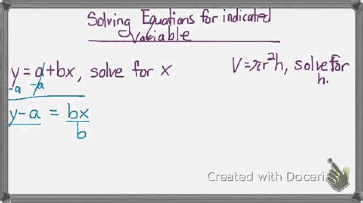 Solving for the Indicated Variable 