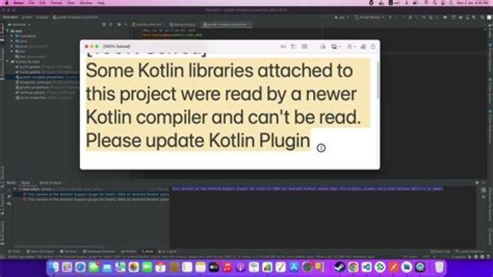 Some Kotlin libraries attached to this project were read by a newer Kotlin compiler and can't be read. Please update Kotlin Plugin