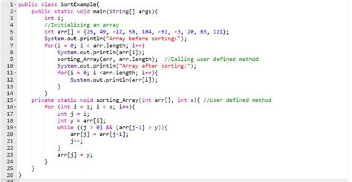 Sort an array in Java