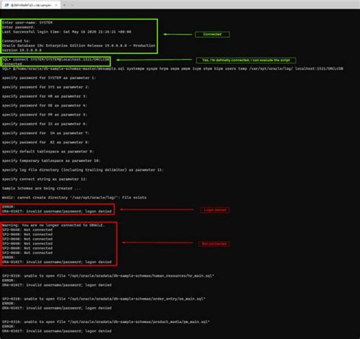 SP2-0640: Not connected