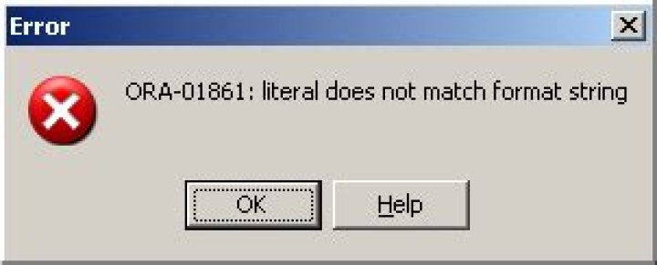 SQL Error: ORA-01861: literal does not match format string 01861