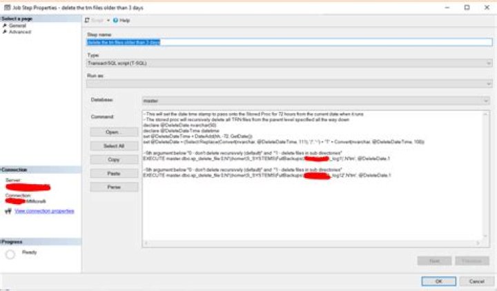 SQL Server xp_delete_file parameters