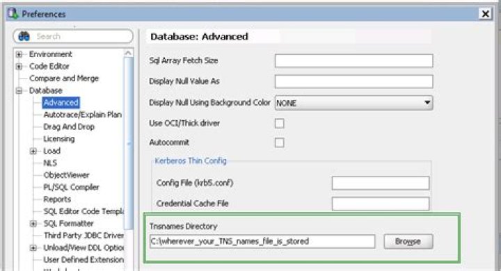 SQLDeveloper update tnsnames directory