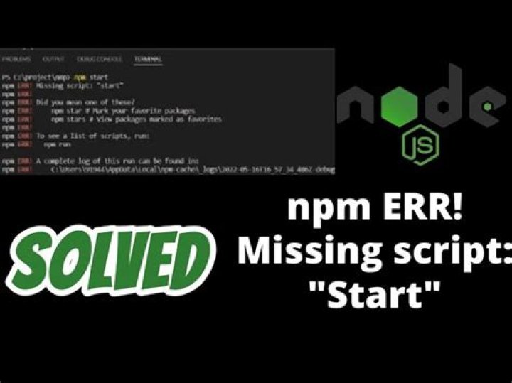 Start script missing error when running npm start