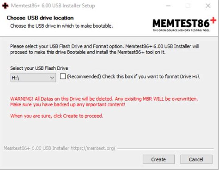Starting memtest86 from USB/boot