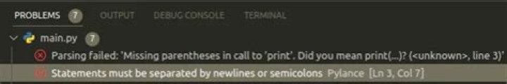 Statements must be separated by newlines or semicolons
