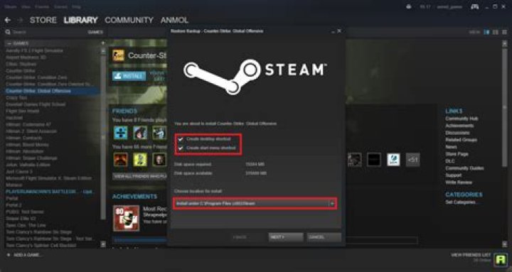 Steam menu bar