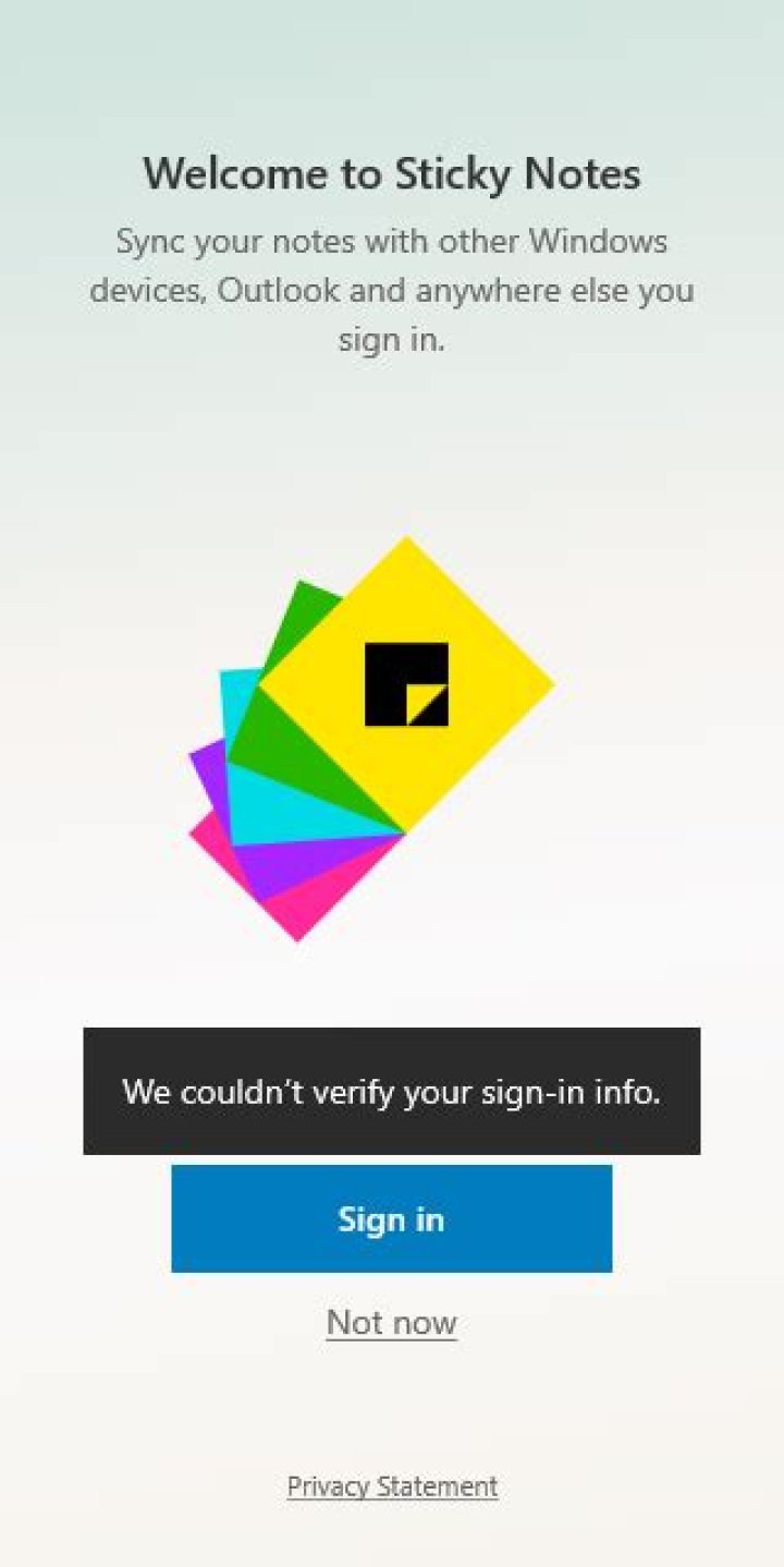 Sticky Notes error 