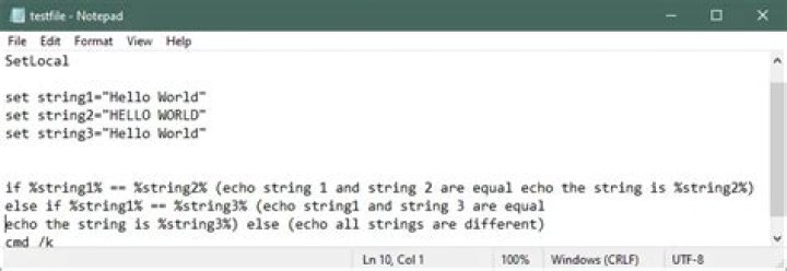 string comparison in batch file