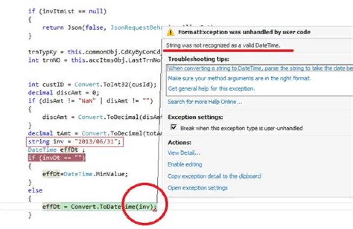 String was not recognized as a valid DateTime 