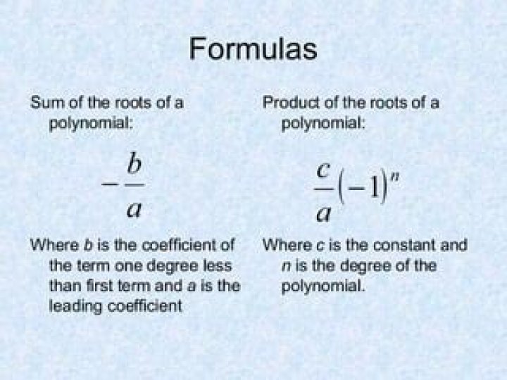 Sum and product of roots of a polynomial