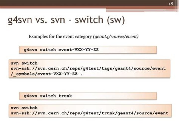 Svn switch from trunk to branch