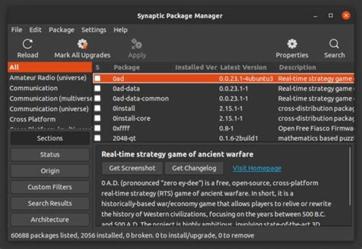 synaptic Package Manager (GUI)