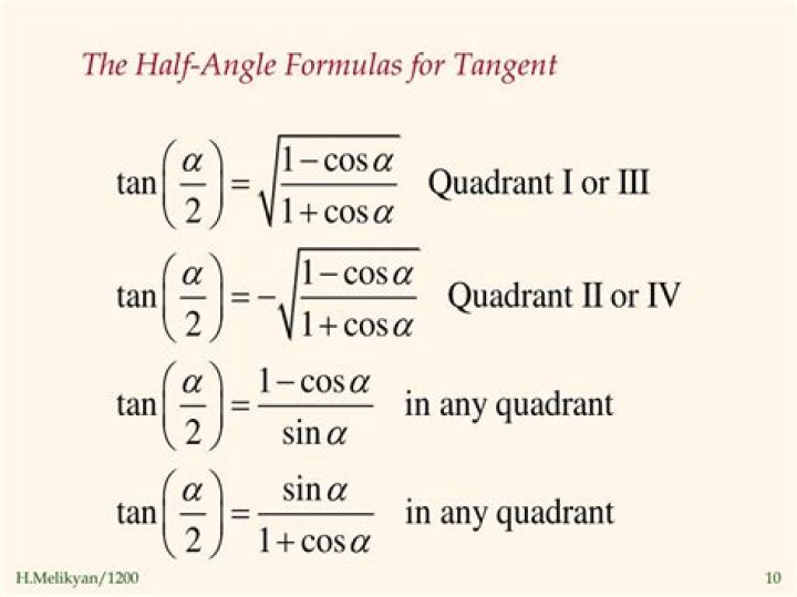 Tangent half angle formula