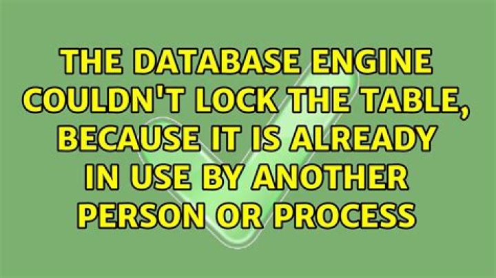 The database engine couldn't lock the table, because it is already in use by another person or process