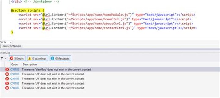 The name 'ViewBag' does not exist in the current context - Visual Studio 2015