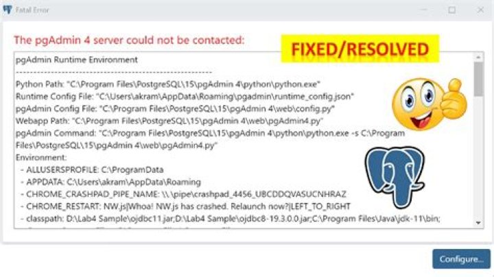 The pgAdmin 4 server could not be contacted error on Ubuntu 21.10