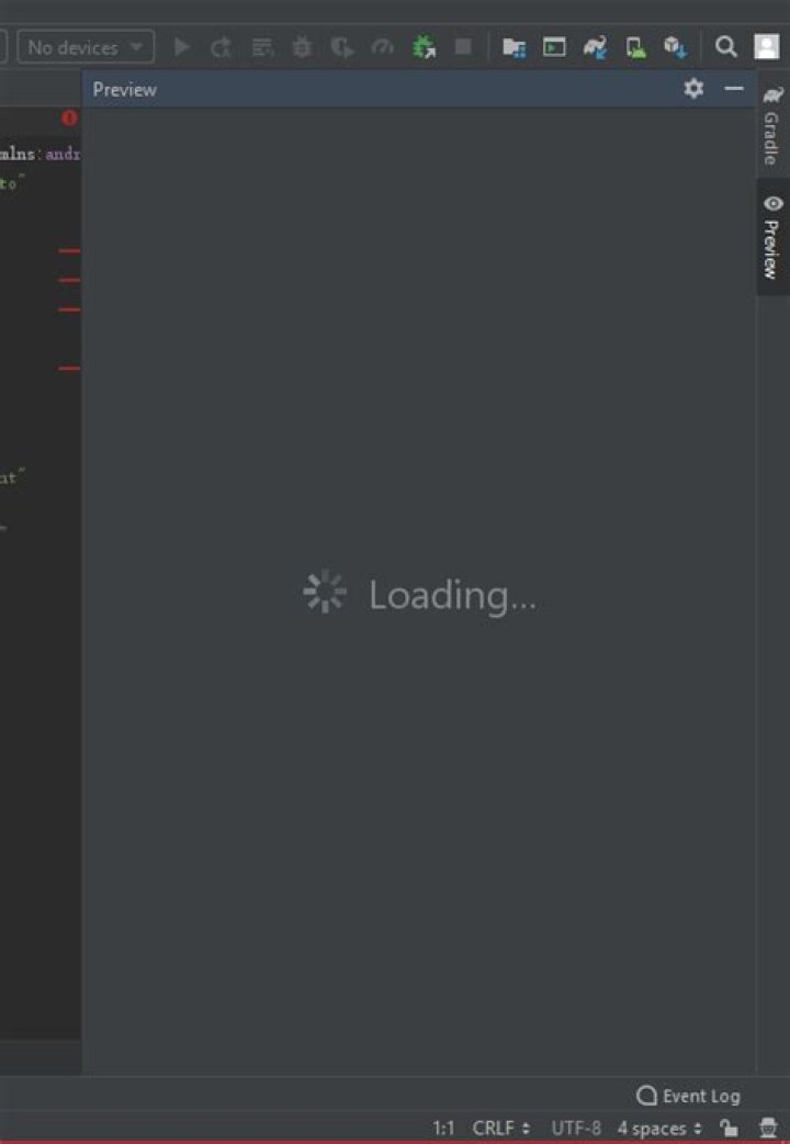The preview in Android Studio is stuck on 