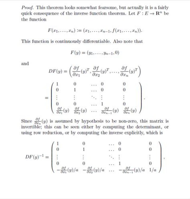 the proof of implicit function theorem (Terence Tao)