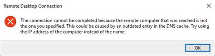 The remote computer that was reached is not the one you specified