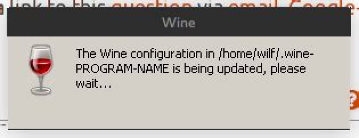the wineprefix is being updated....