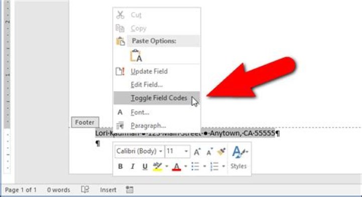 Toggle Field Codes