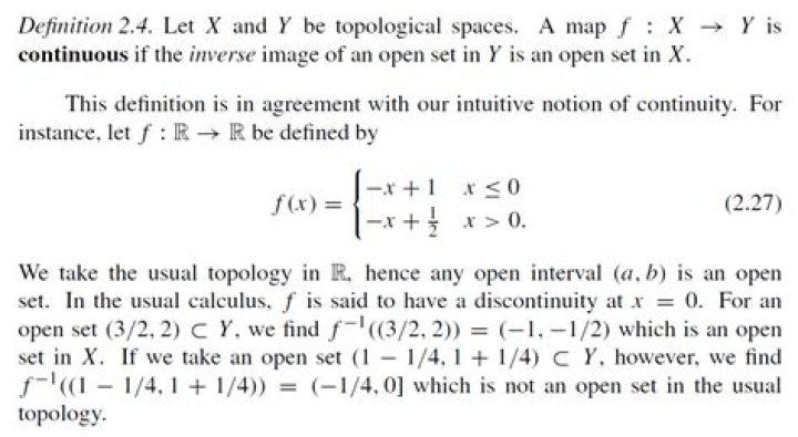 Topological Definition of Continuity