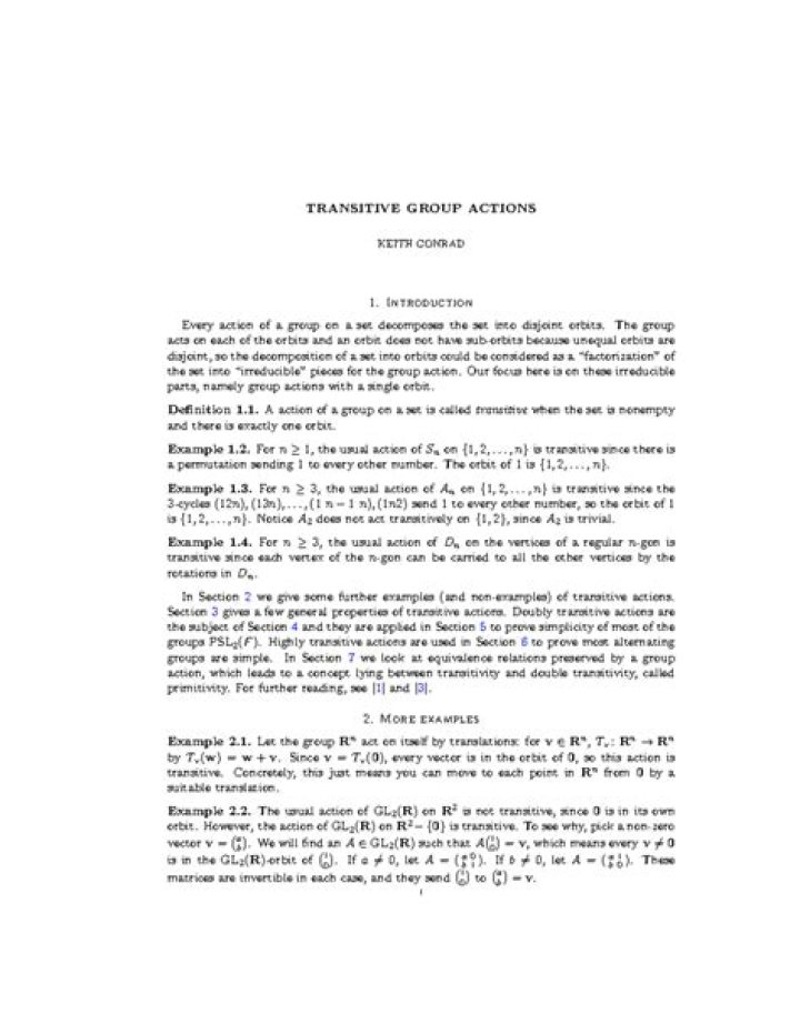Transitive group action