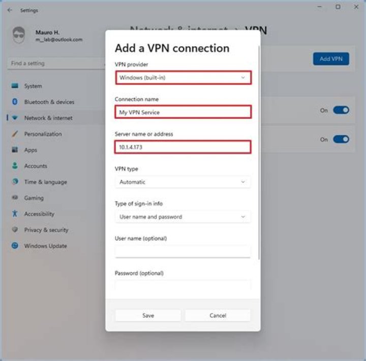 Trying to connection to a windows VPN