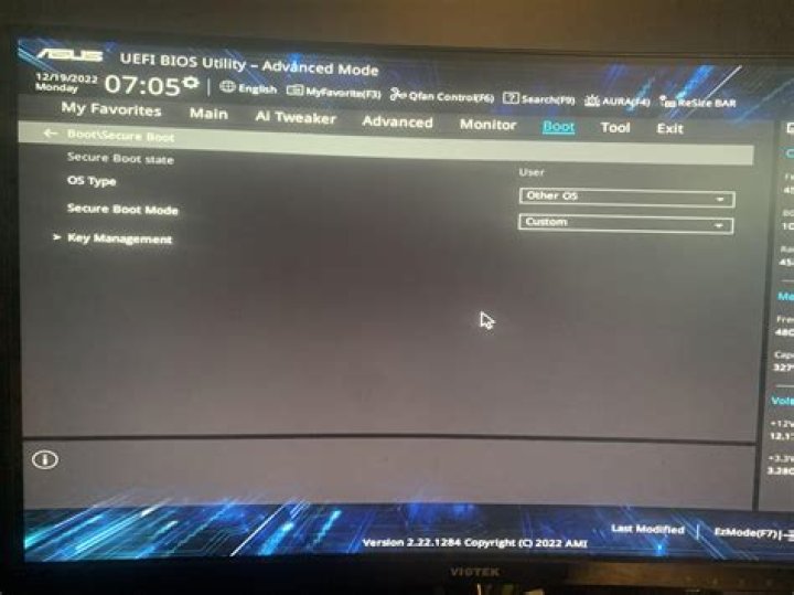 turning on secure boot gives only a black screen