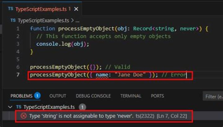 TypeScript empty object for a typed variable