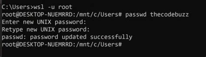 Unable to change the root password in Windows 10 WSL