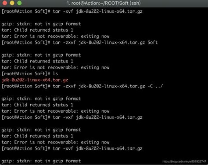 Unable to extract using tar: Error is not recoverable: exiting now