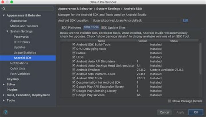Unable to launch Android SDK Manager in Terminal