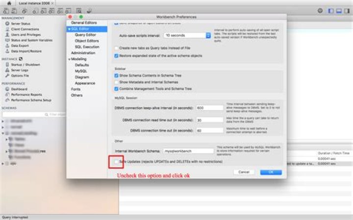 Uncheck the safe updates