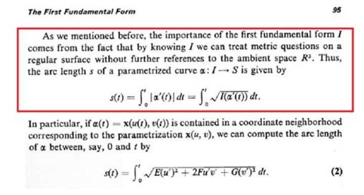 understanding of the first fundamental form