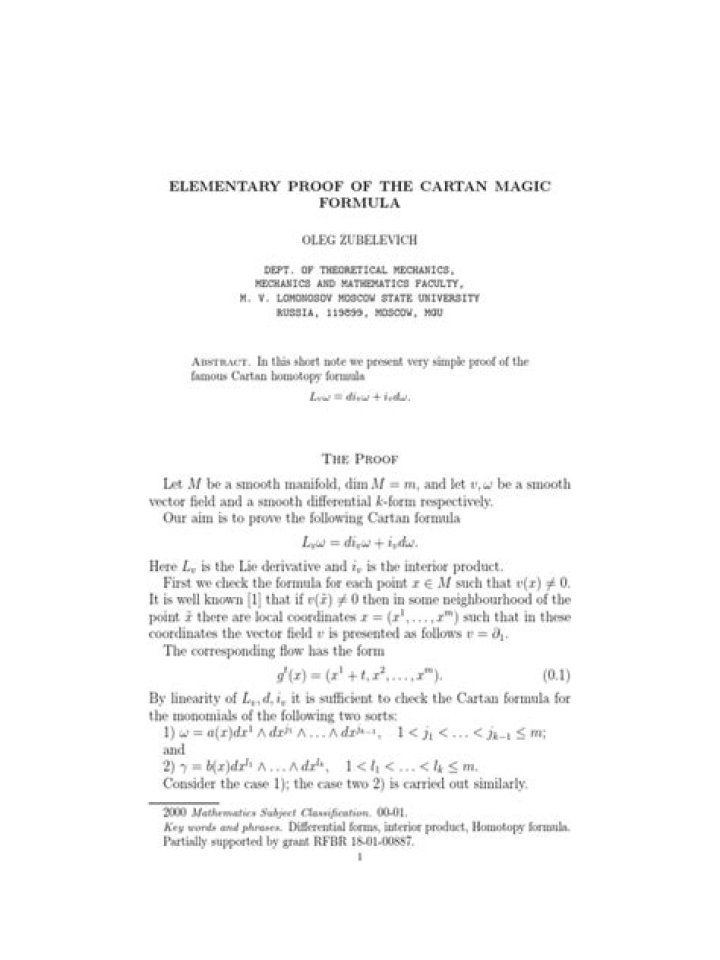 Understanding proof of Cartan's magic formula: $L_X = i_X \circ d+d \circ i_X$