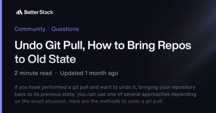 Undo git pull, how to bring repos to old state