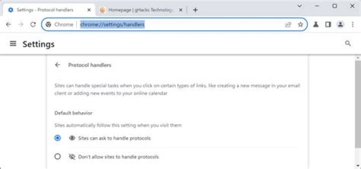 Undo ignore protocol handler in Chromium browser