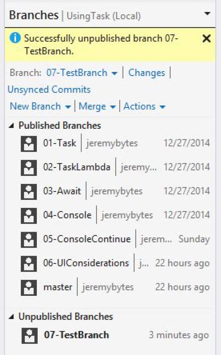 Unpublish branch