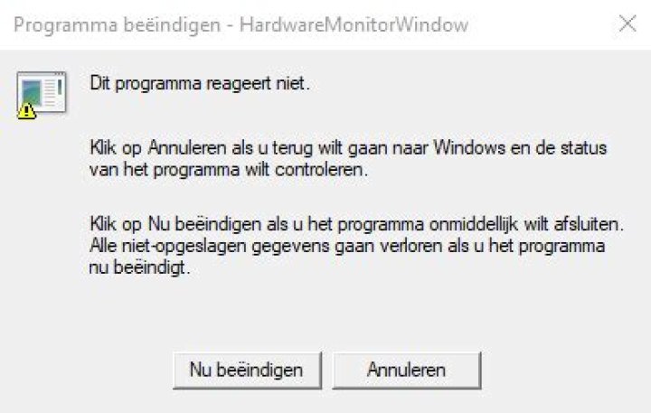 Unresponsive program - HardwareMonitorWindow