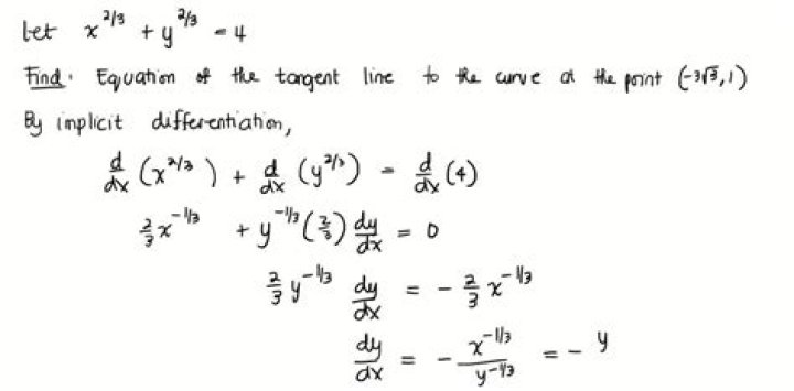 Use implicit differentiation to find an equation of the tangent line to the curve