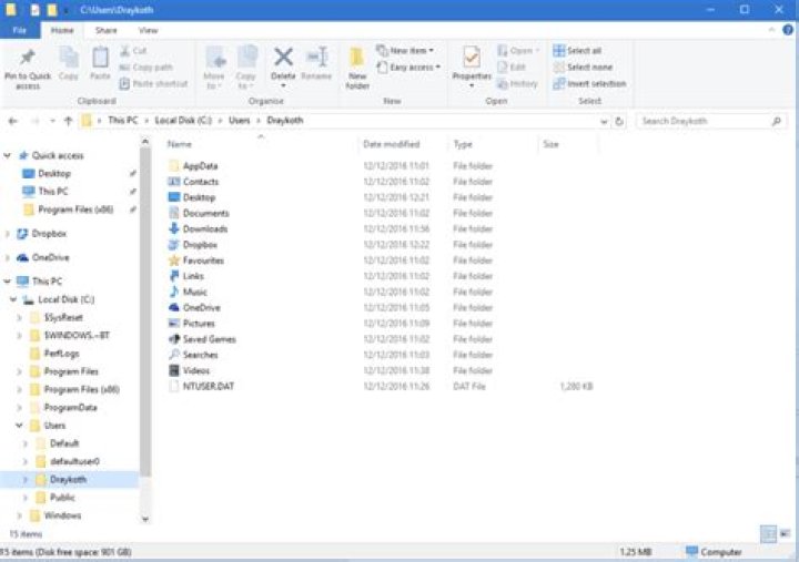 User folder example