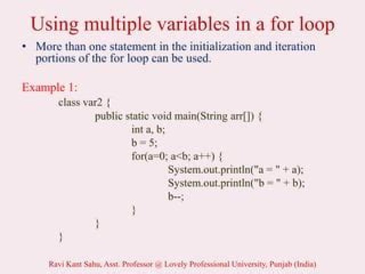 Using multiple variables in a for loop