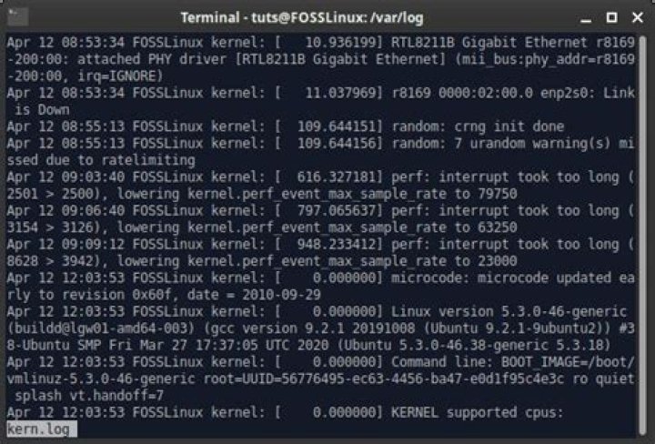 /var/log/kern.log full of 