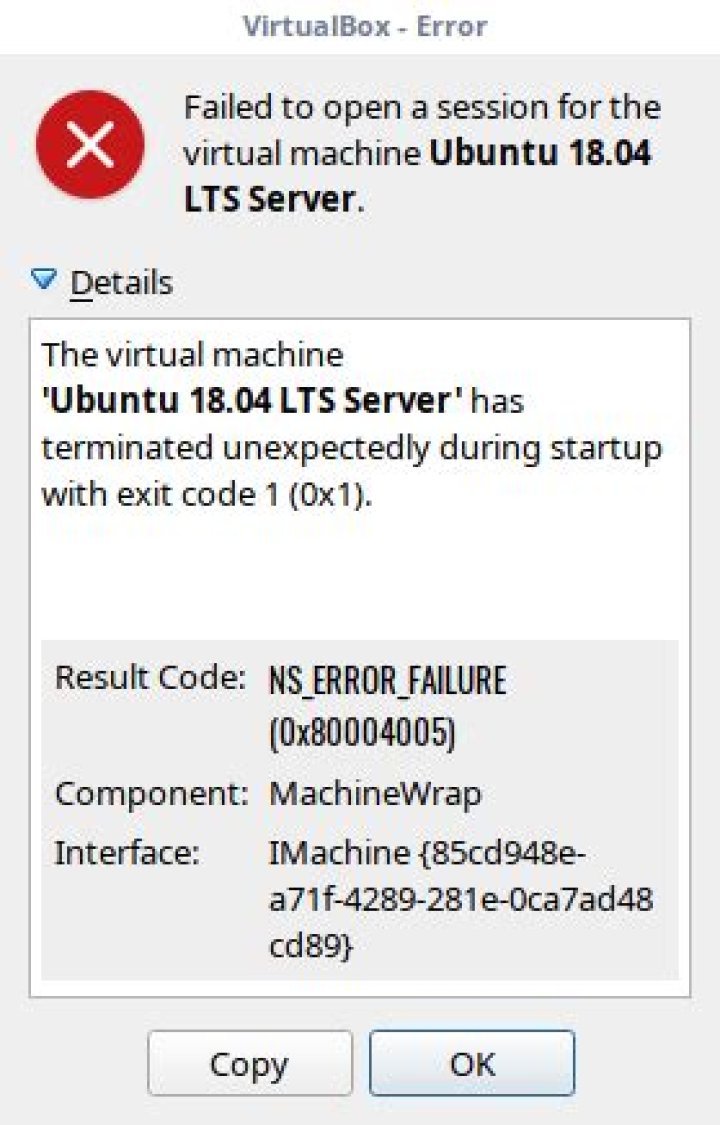 VBoxManage is unable to start vm code NS_ERROR_FAILURE ubuntu 16.04